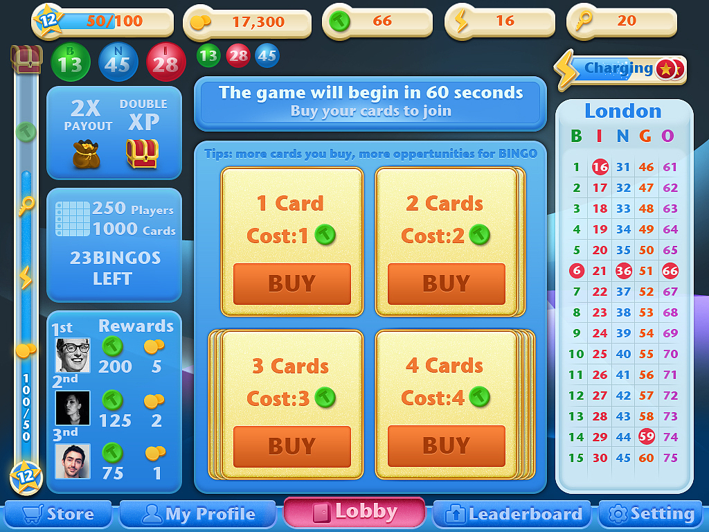 Bingo around world的游戏UI