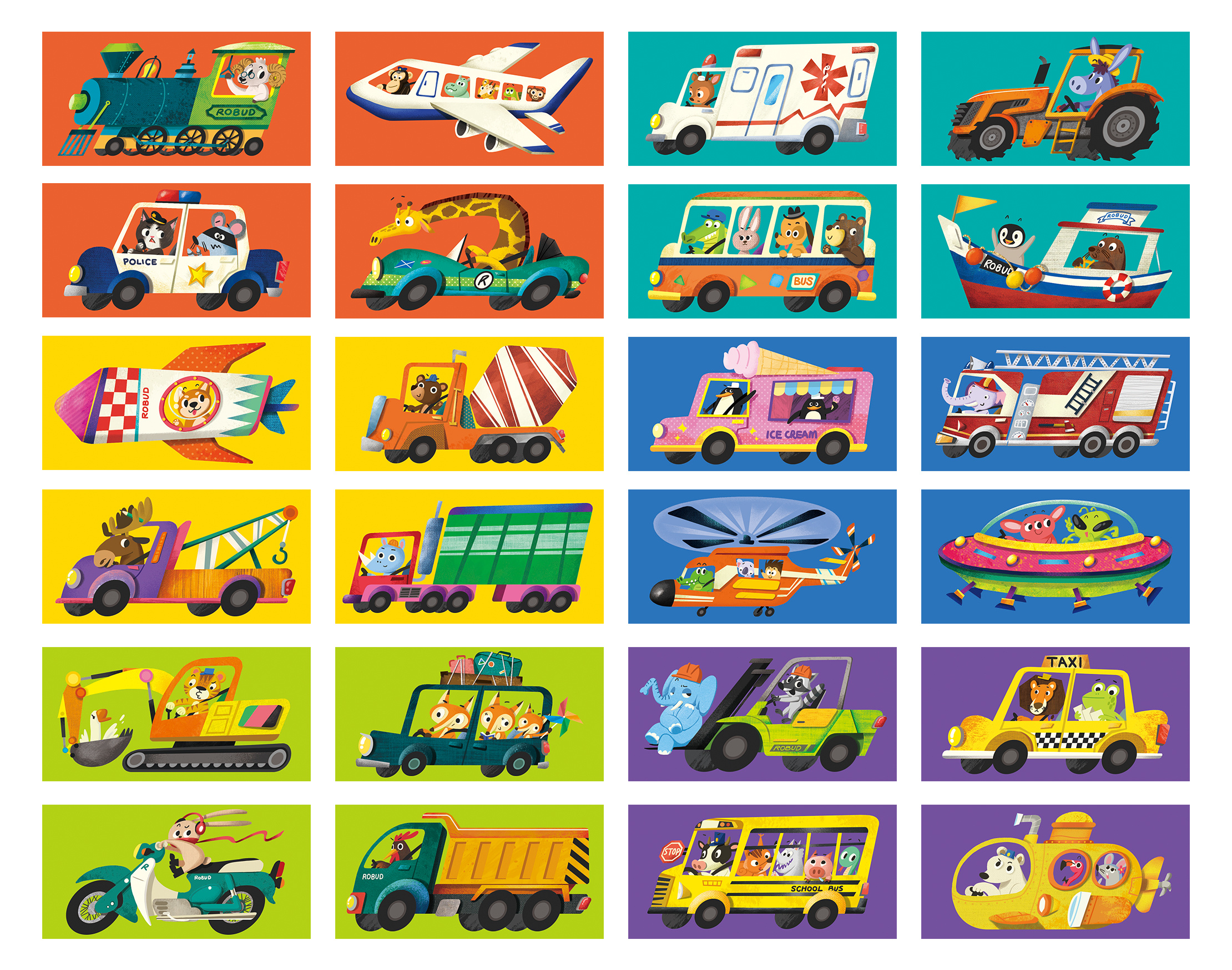各种动物及工程车车认知拼图|插画|儿童插画|卡西莫多1997 - 原创作品 - 站酷 (ZCOOL)