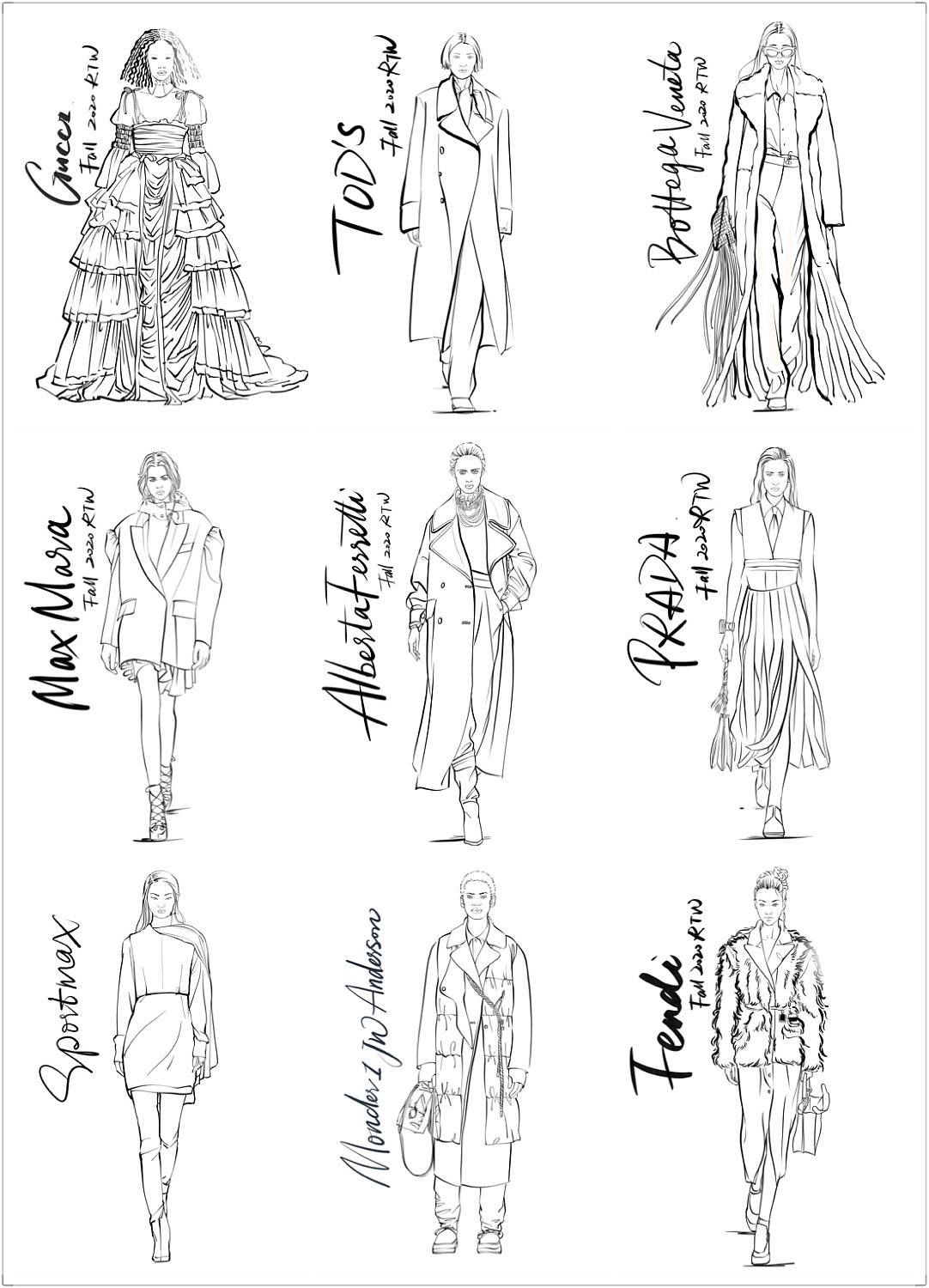 2020时装周秀场手绘