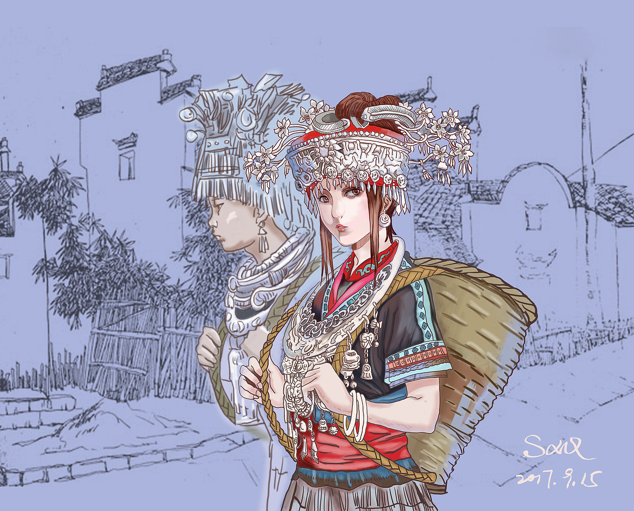 苗族少女（图ZOTk4OTM3NDQ=） - 创作习作 - 站酷设计师sxq雪琪原创素材 - 站酷ZCOOL