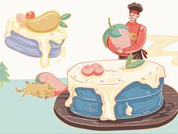 烘焙插画甜品蛋糕