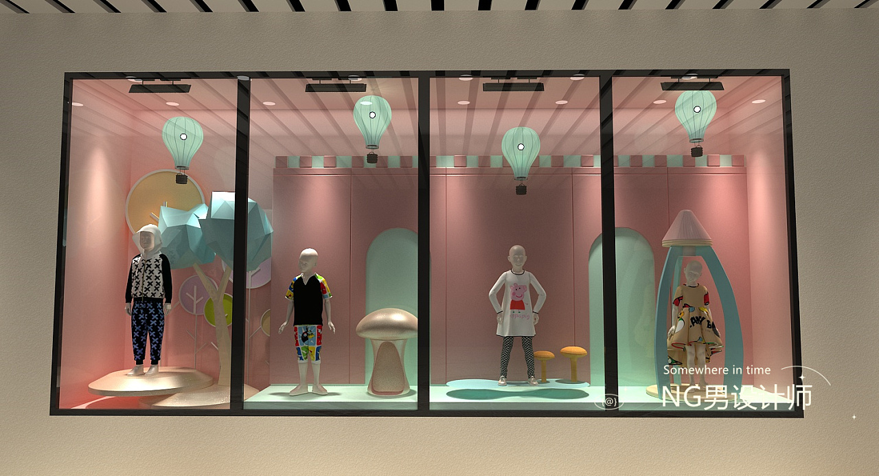 儿童秋季主题橱窗设计3d效果图|三维|场景|3d设计师ng男 - 原创作品