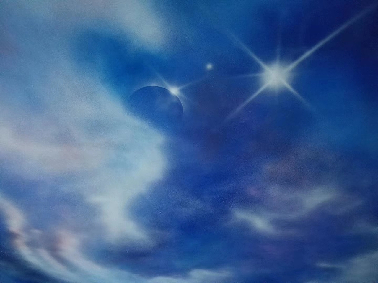 星空蓝天白云墙体彩绘（图ZMjE1MTAxNjc2） - 绘画 - 站酷设计师杭州墙艺彩绘原创素材 - 站酷ZCOOL