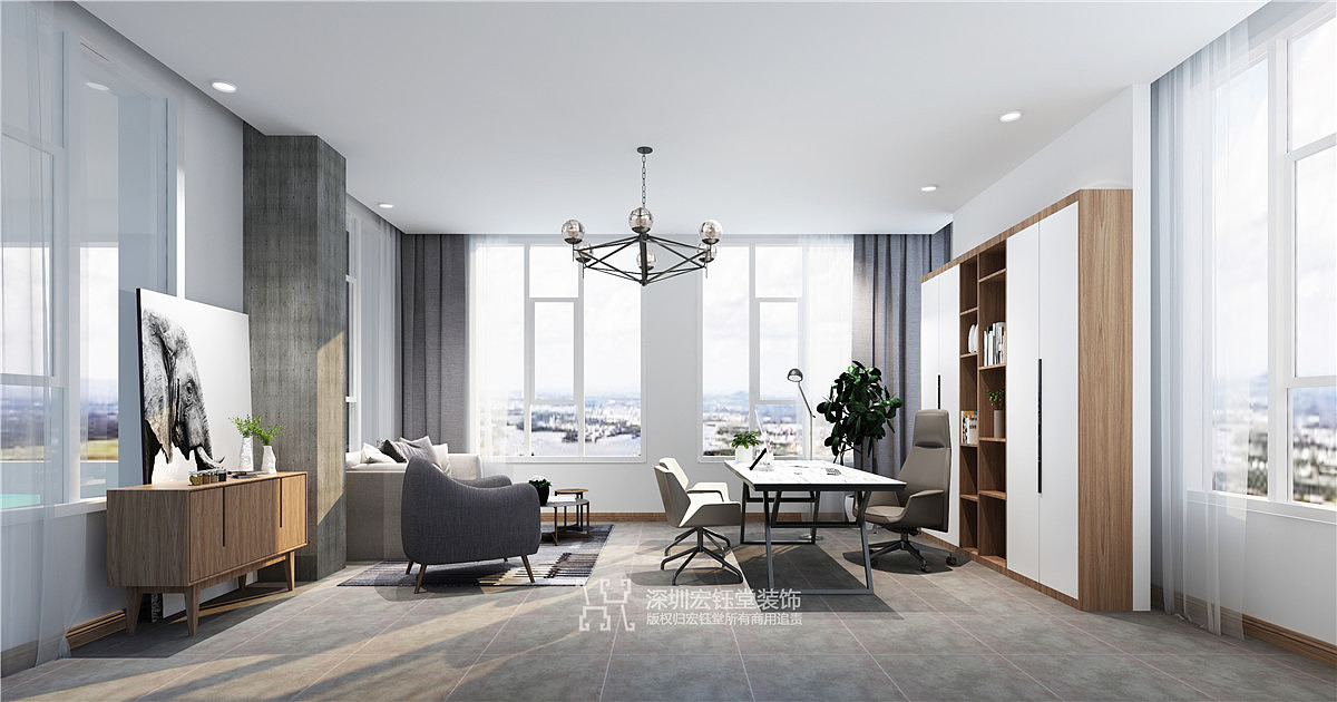 郑州总经理办公室装修效果图-郑州老板办公室装修方案