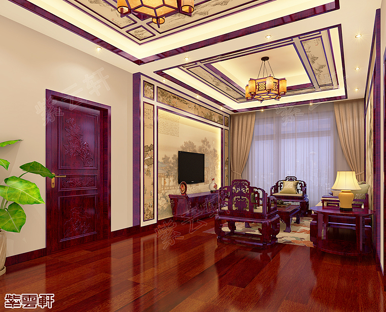 古典别墅二层客厅效果图