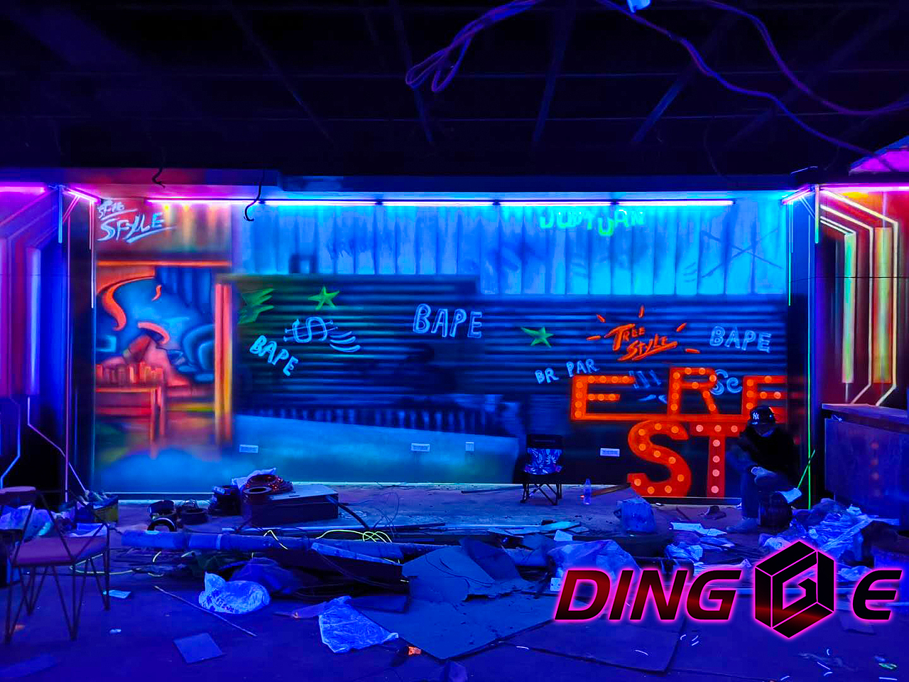 延安酒吧荧光墙绘