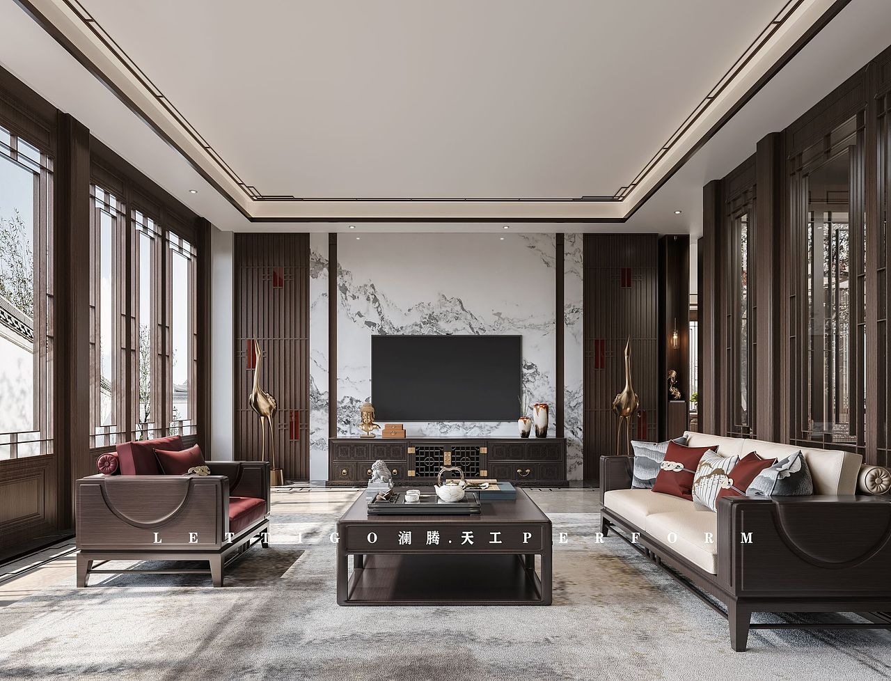 浓妆淡抹总相宜，这样的新中式优雅不过时（图ZMzE4OTMyMjUy） - 家装设计 - 站酷设计师DesignerZtt186原创素材 - 站酷ZCOOL