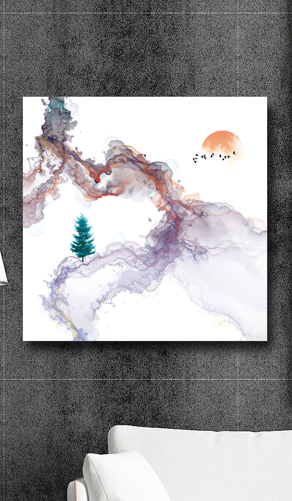 新中式抽象水墨山水意境装饰画