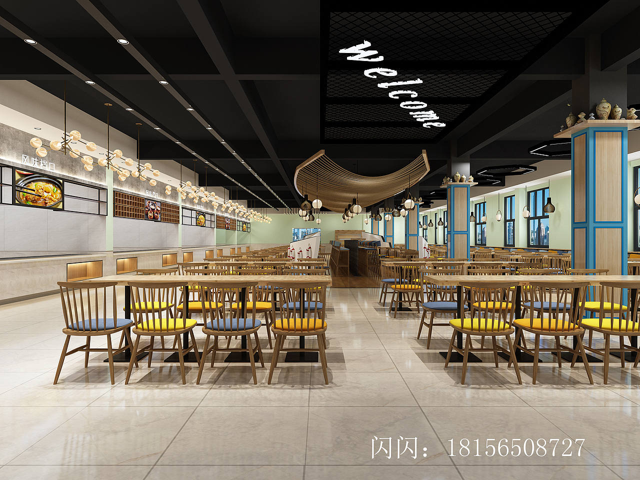 大学食堂效果图（图ZMTY5MDk3MzQw） - 家装设计 - 站酷设计师闪闪呀原创素材 - 站酷ZCOOL