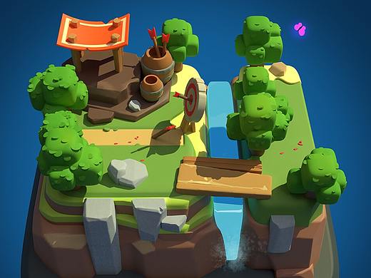 绿地小场景（个人主页-ZNTUyMTM5OTI=） - 游戏原画 - 站酷设计师核刀原创素材 - 站酷ZCOOL