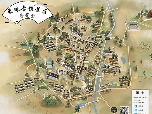 象珠古镇景区导览图手绘地图