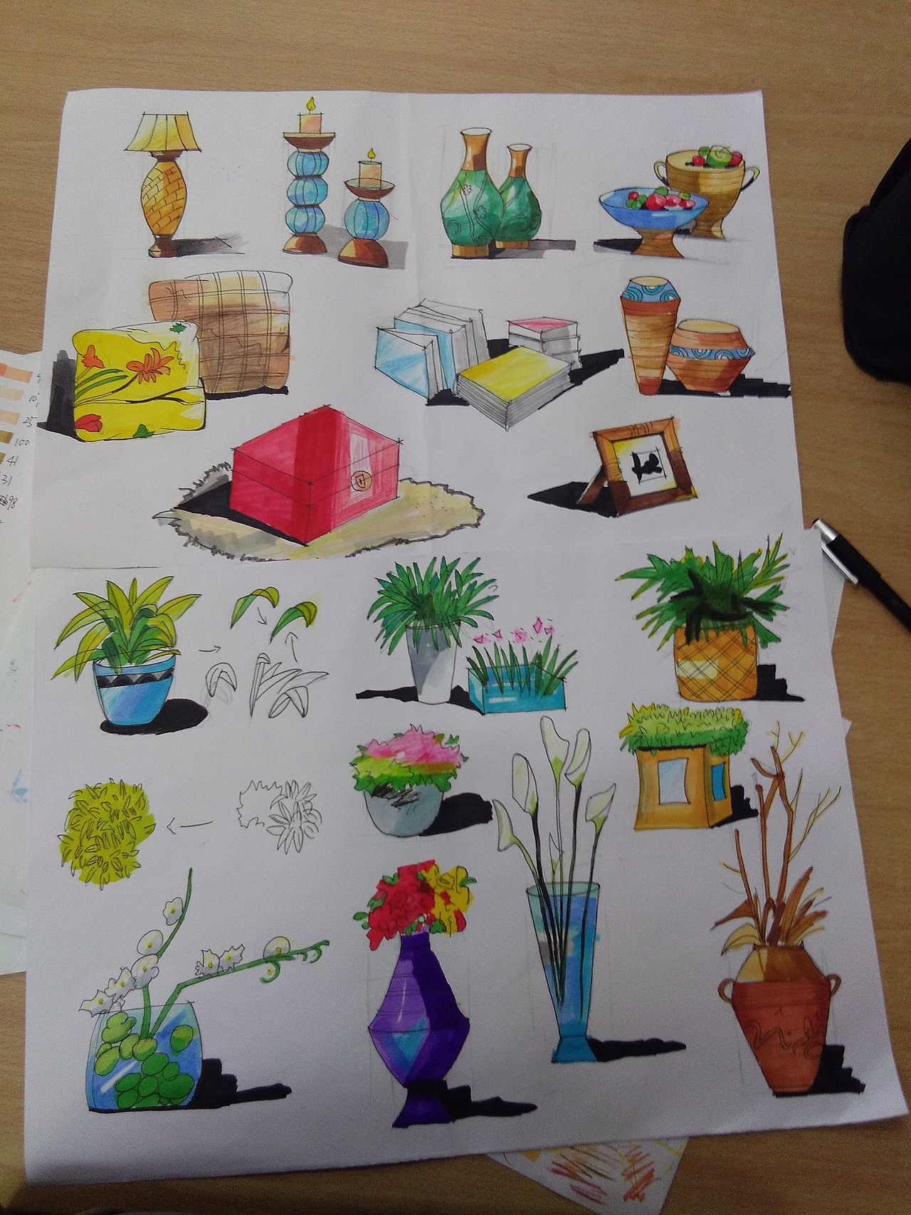 马克笔手绘室内软装饰品