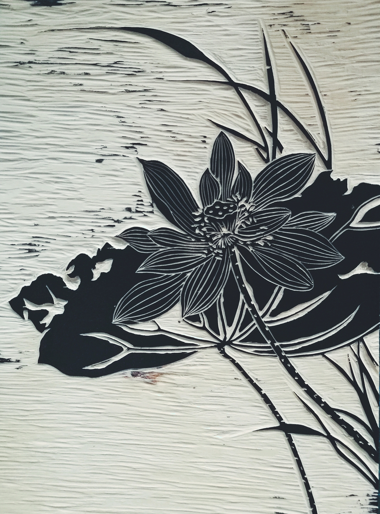 木版画 装饰画《墨荷》（图ZODQ1OTQ2ODg=） - 其他手工艺 - 站酷设计师魚木原创素材 - 站酷ZCOOL