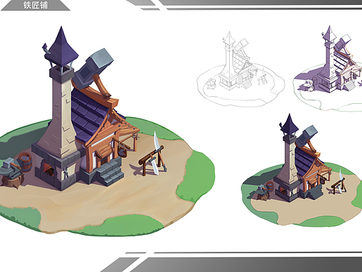 9astudio_222欧美卡通场景单体建筑sun潼孫91欧美建筑单体御纸有只鲲