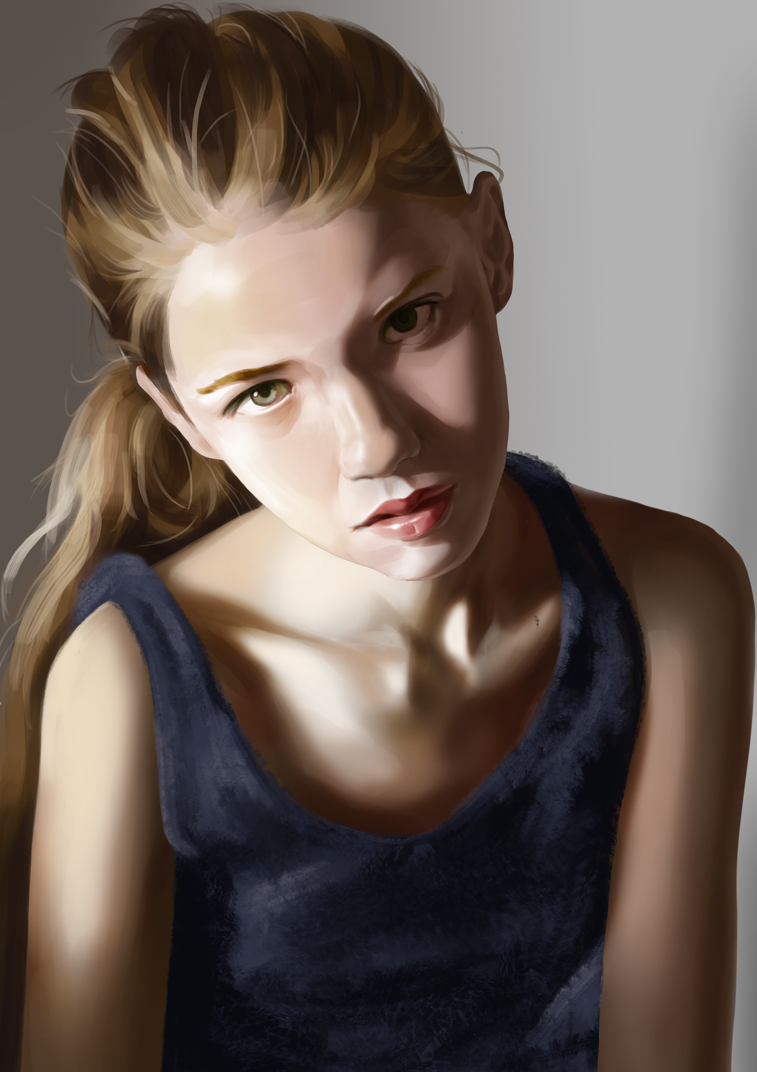 写实女头像 厚涂