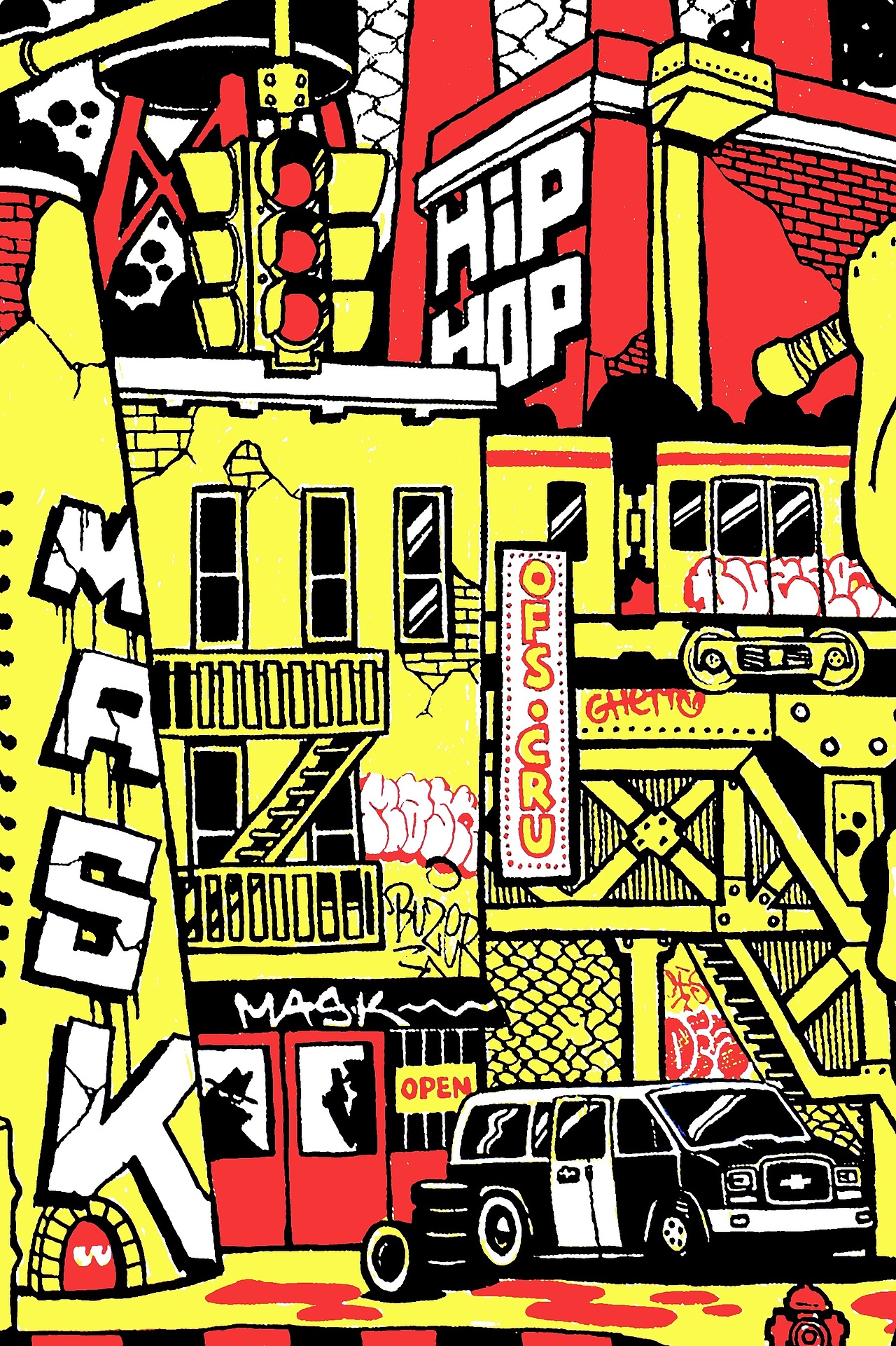 OFS CREW HipHop 街区大乱斗（图ZMTIyNTE3MjQ0） - 新锐潮流插画 - 站酷设计师OFSCRU原创素材 - 站酷ZCOOL