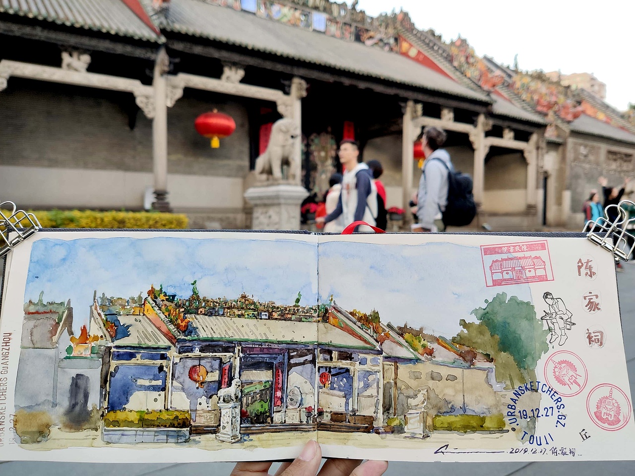 城市速写-陈家祠-画画写生