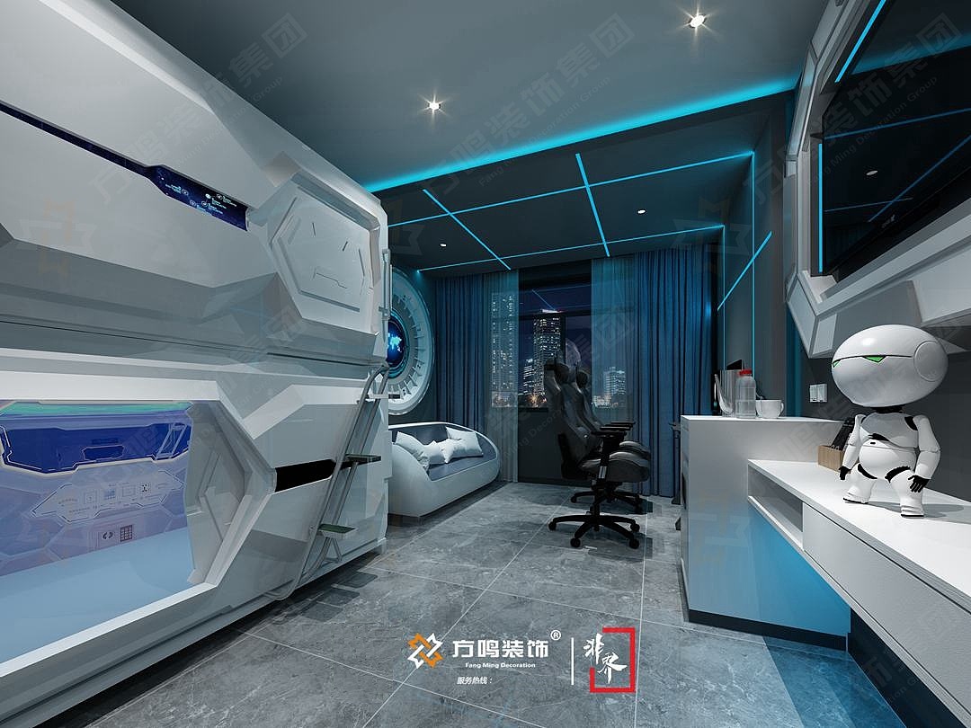 太空科技风电竞酒店设计装修效果图