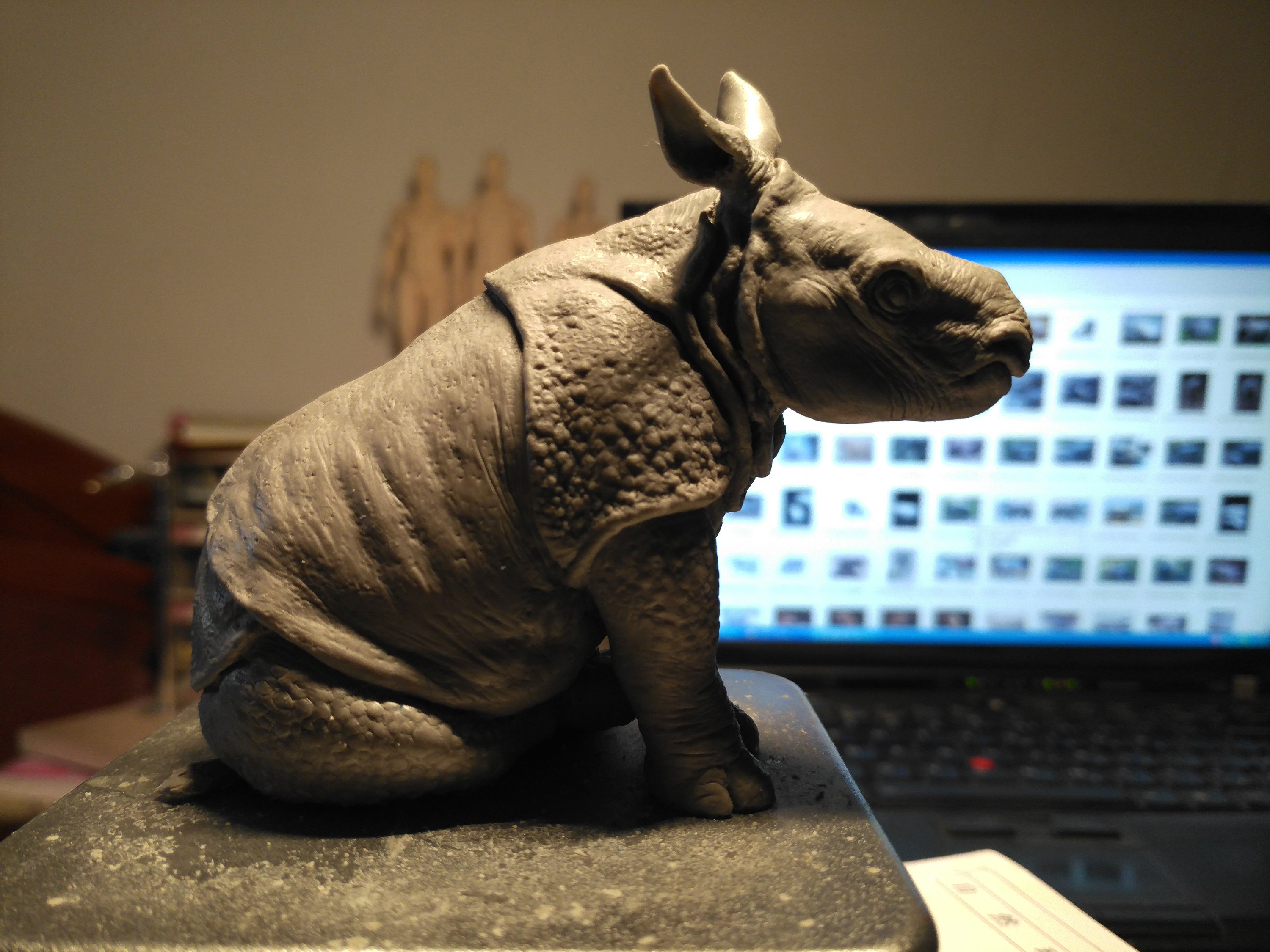 印度犀牛幼崽 白模及泥稿展示