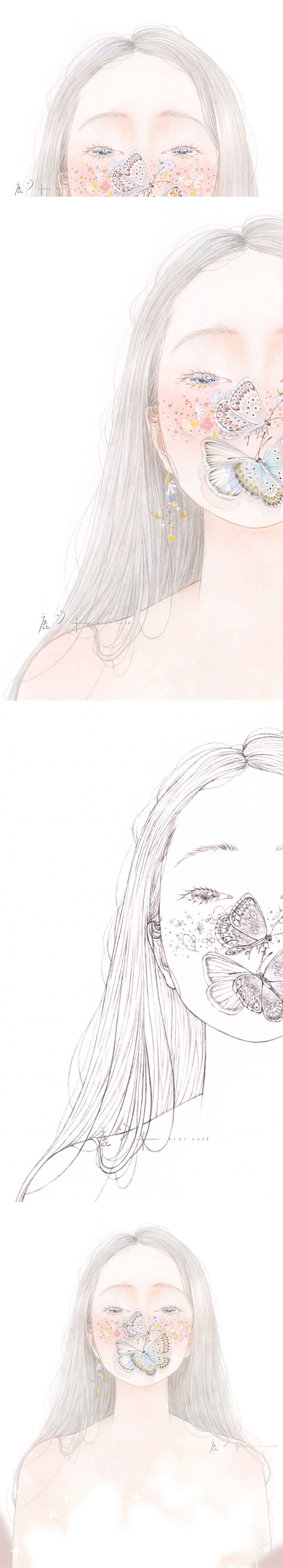 灵感来自早晨洗漱时镜子里乱糟糟的头发