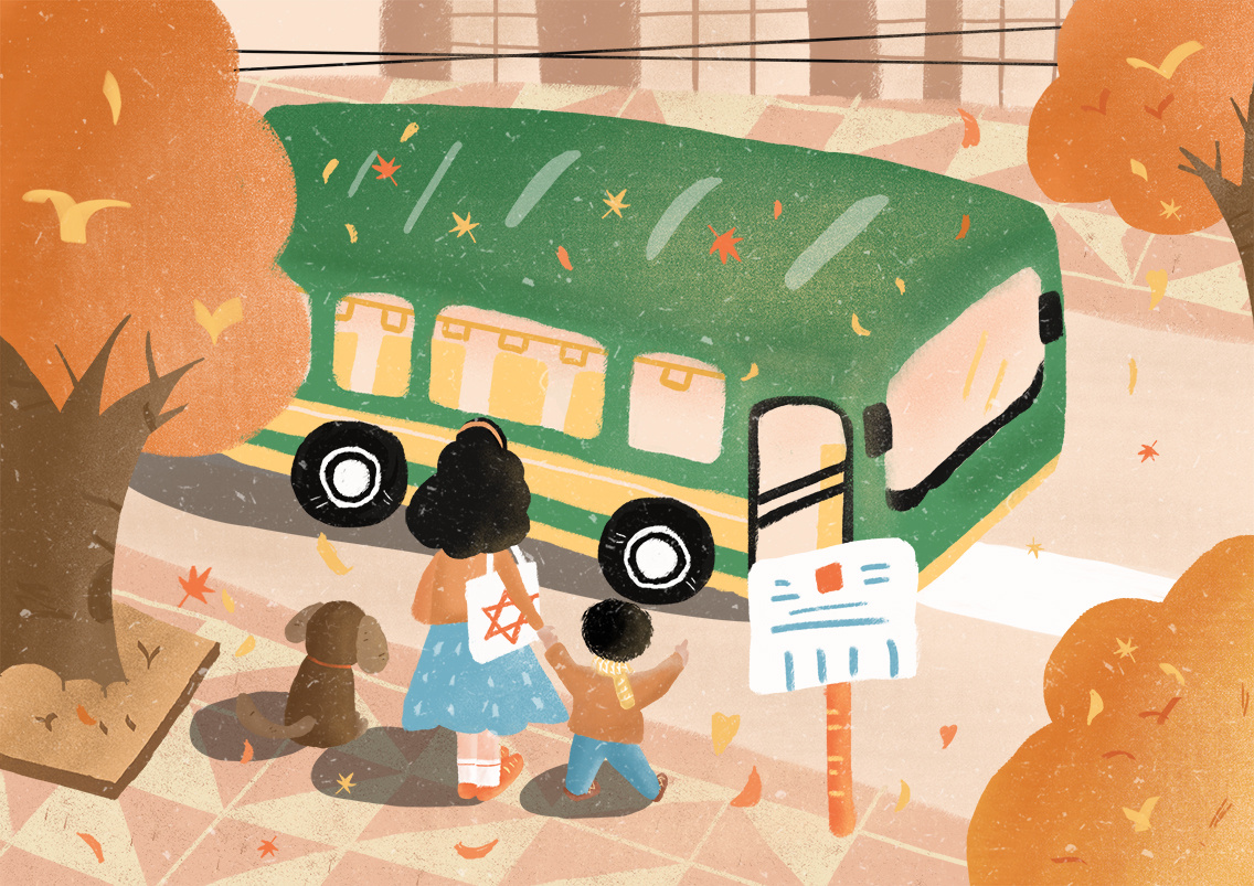 公交车|插画|儿童插画|偷了很多人的春天 - 临摹作品 - 站酷 (ZCOOL)