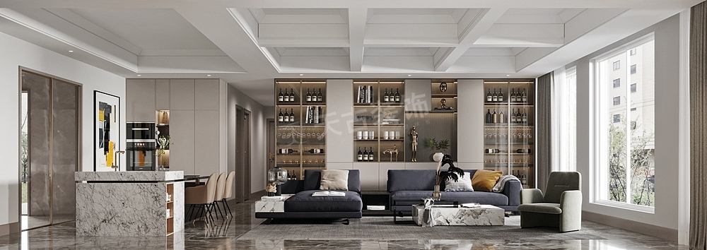 以线性美学为主要设计语境,将轻盈的造型与灵活多变的设计元素植入空间布局及陈设布置之中,赋予空间更丰富的层次表达。