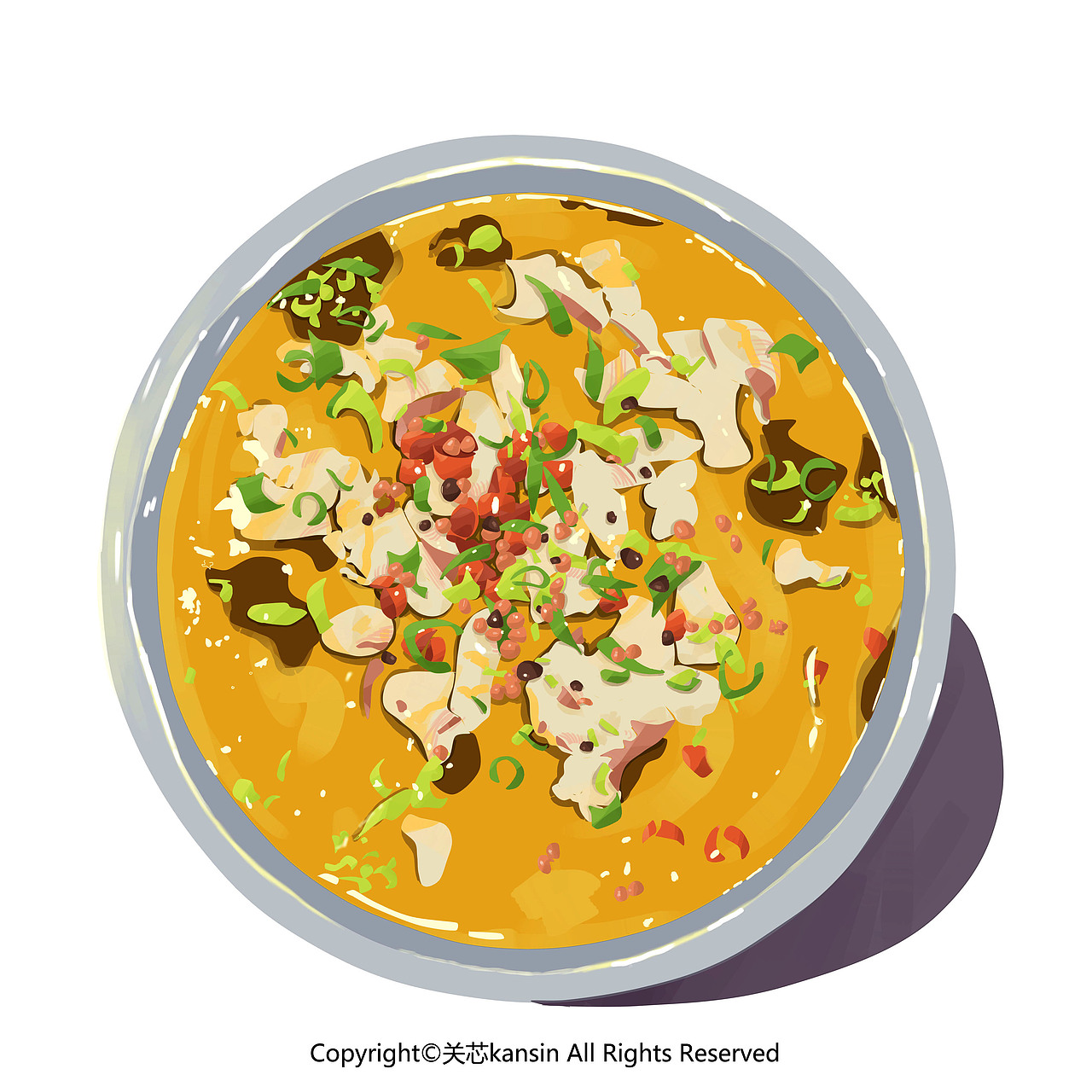 青花椒酸菜鱼插画来一份|插画|艺术插画|二天二天吖_原创作品-站酷