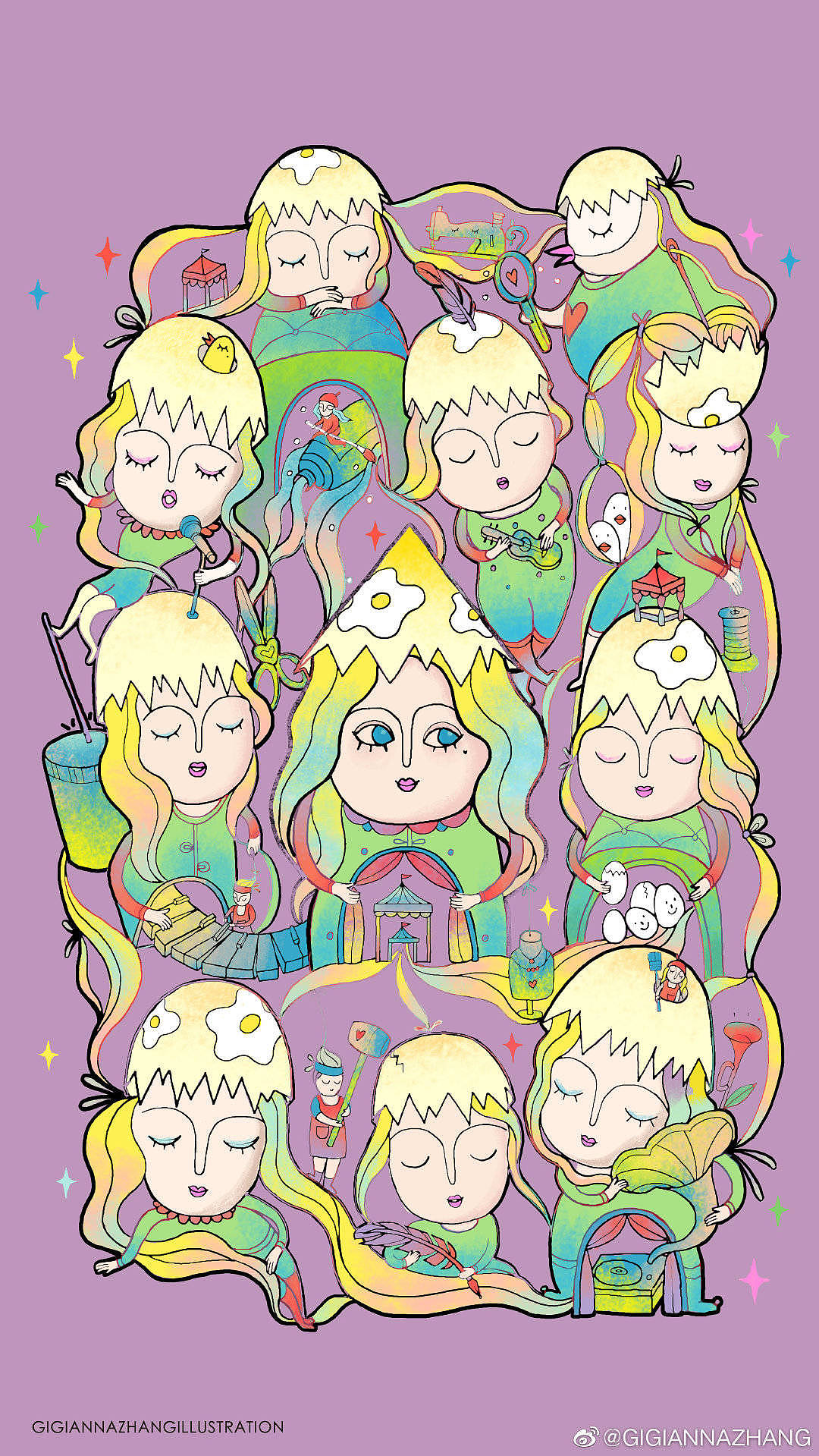 鸡蛋青年节海报插画和国际3D打印节插画以及黑白线稿