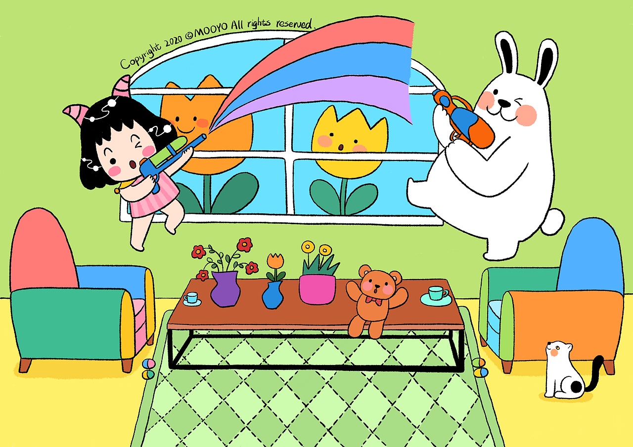 MOOYO 和大兔子 - 遇见甜蜜（图ZMjE4ODE5NTMy） - 艺术插画 - 站酷设计师MOOYO麻药原创素材 - 站酷ZCOOL