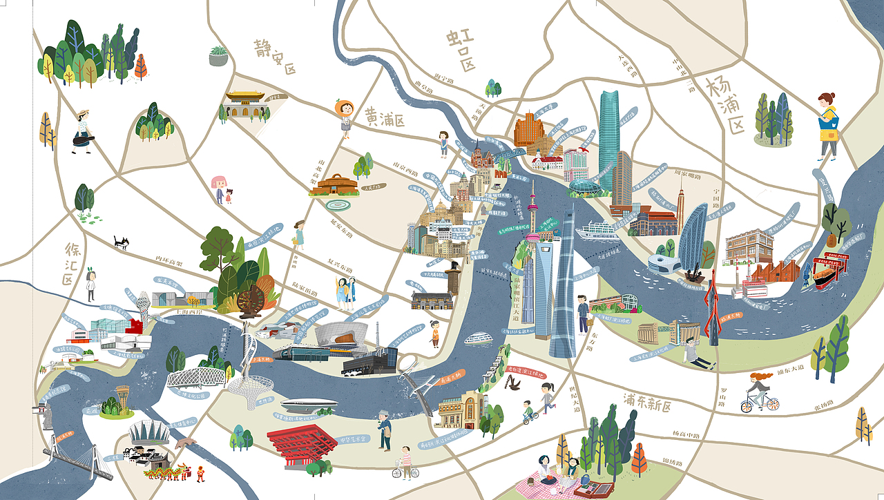 上海黄浦江游览地图