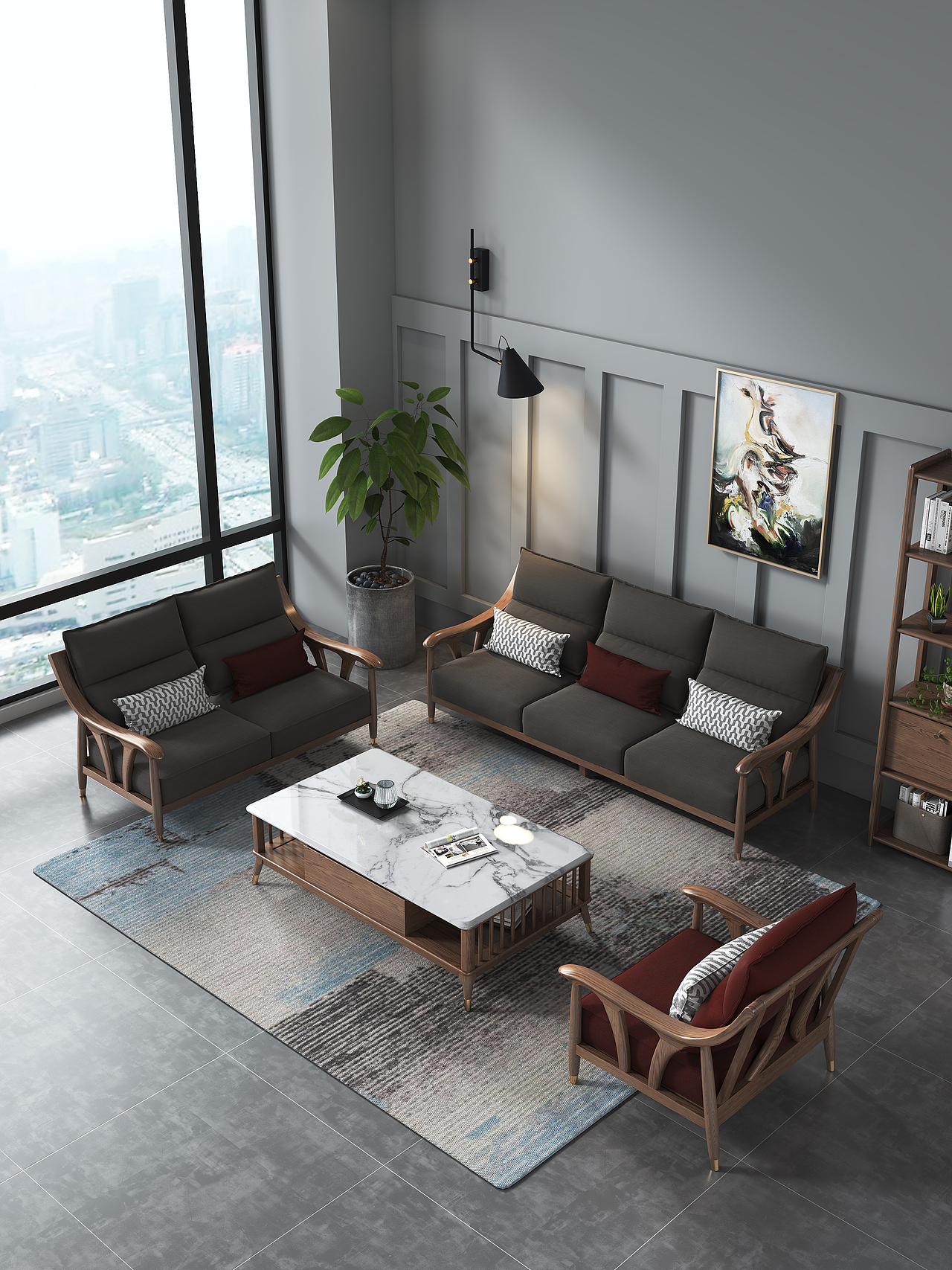 某电商家具产品渲染 - 实木沙发款（原木+梨花木）（图ZMjczNjMzOTky） - 场景 - 站酷设计师氷奈冰丶瞬原创素材 - 站酷ZCOOL