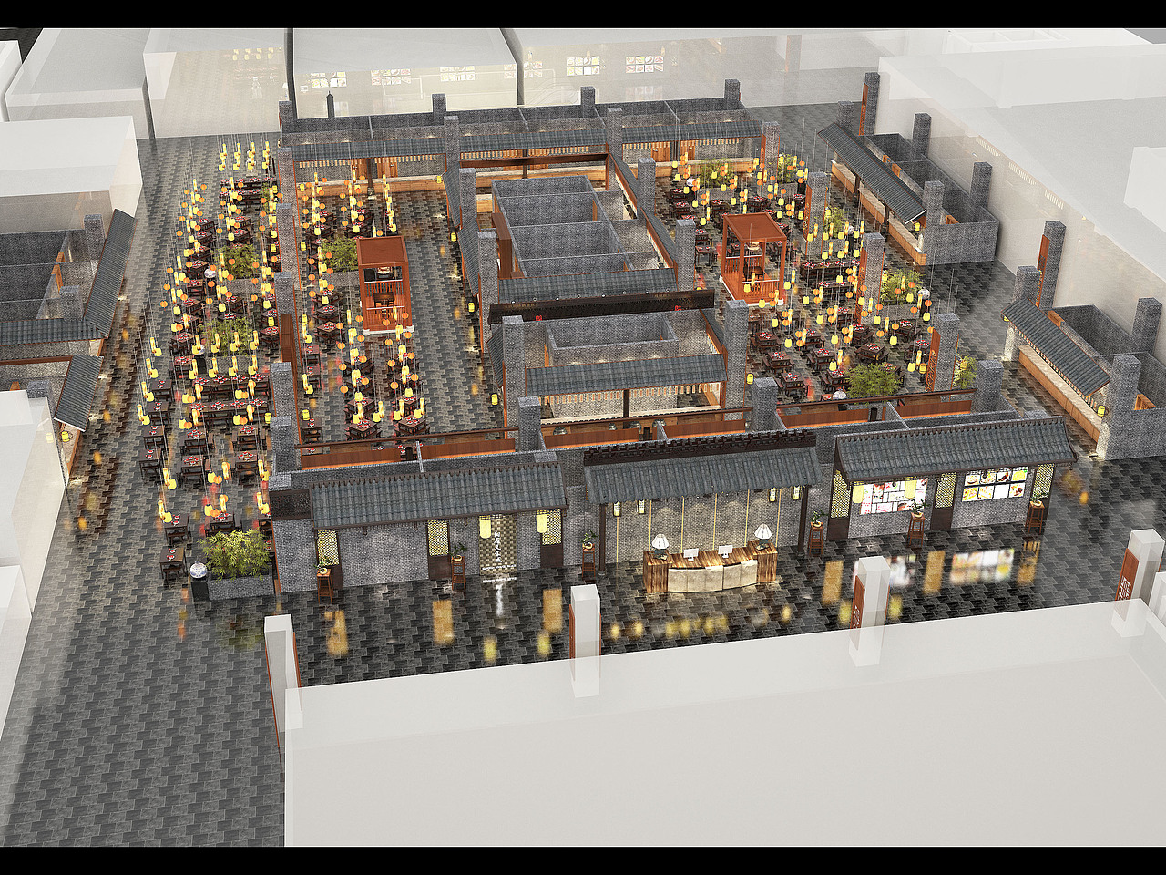 翔雁美食汇,兰州大润发2000平美食城设计.