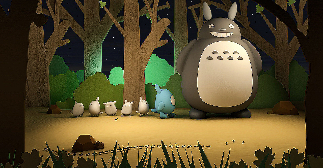C4D—龙猫（剪纸风格海报）（图ZODY2NTE2ODQ=） - 其他平面 - 站酷设计师之莜原创素材 - 站酷ZCOOL
