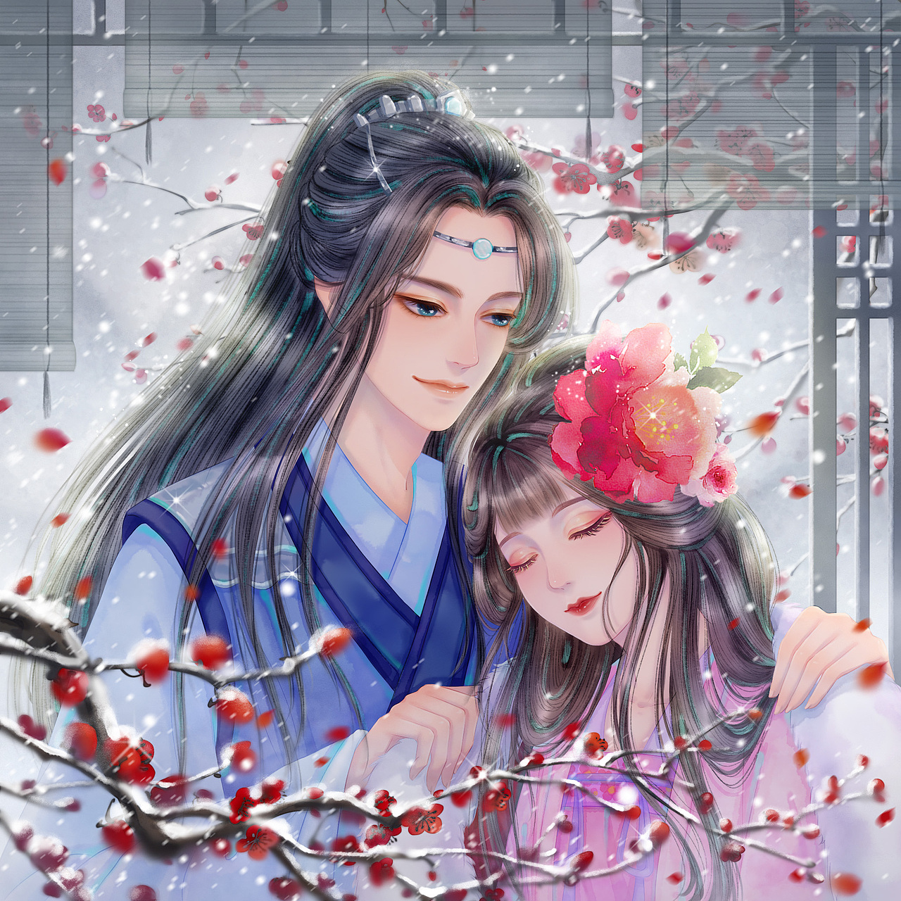 七夕贺图 — 《十里桃花》（图ZMjY2MTE3Mzk2） - 商业插画 - 站酷设计师焰十月原创素材 - 站酷ZCOOL