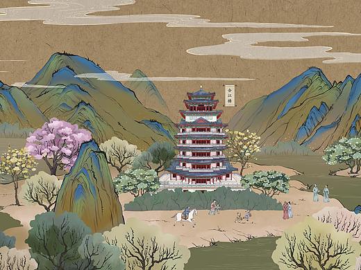 地产插画-华润惠州千里江山图