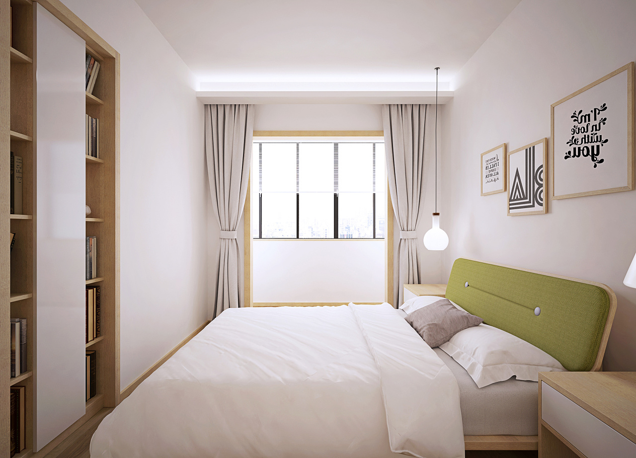 大卧室隔两个小卧室图,卧室一分为二效果图,一间卧室改两间效果图_大山谷图库