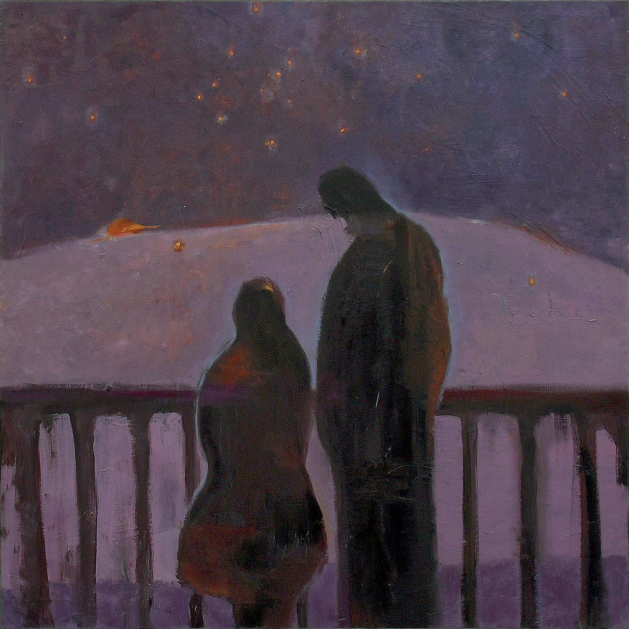 Beside You as Fireworks Fade oil on canvas, 60×60cm