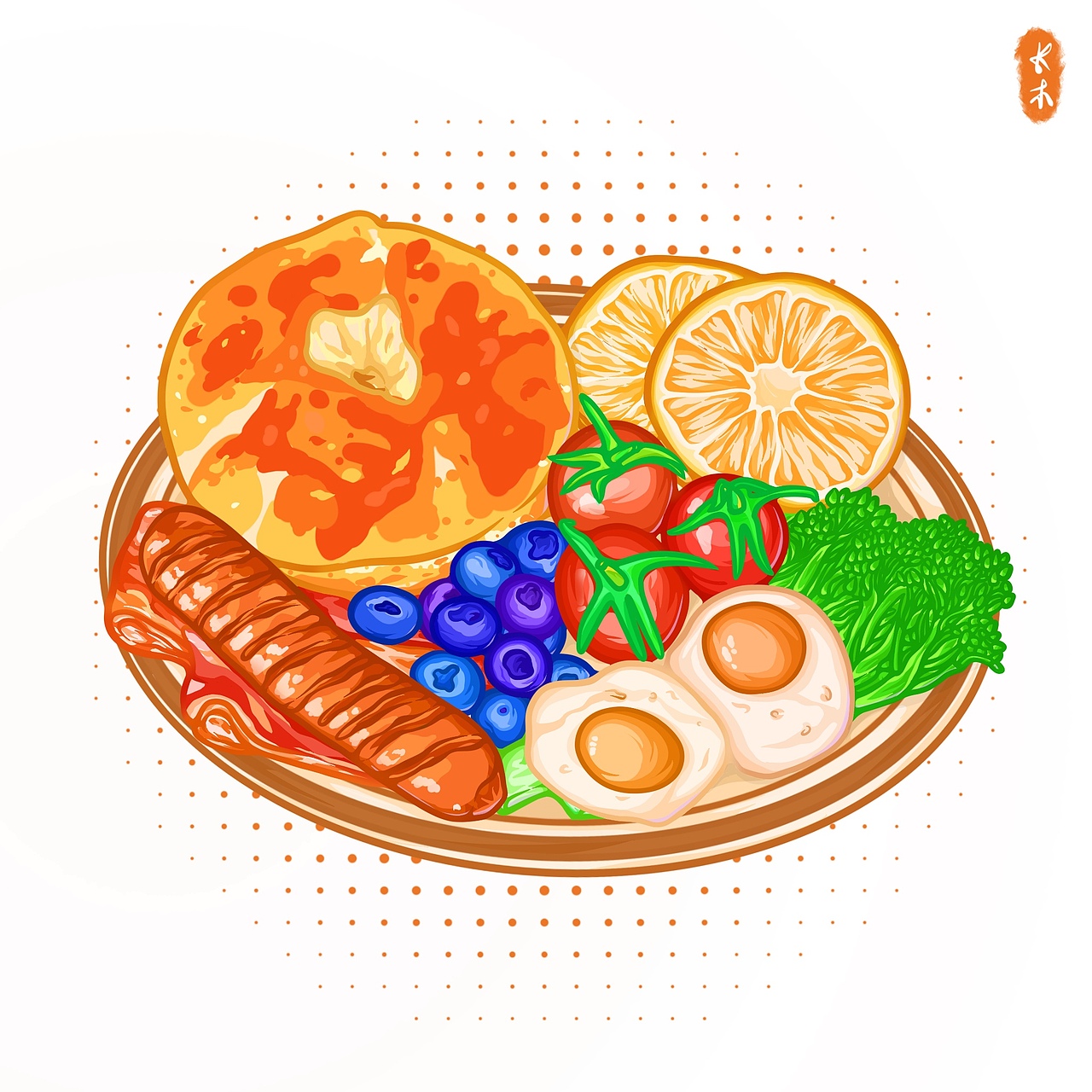 线稿风食物插画