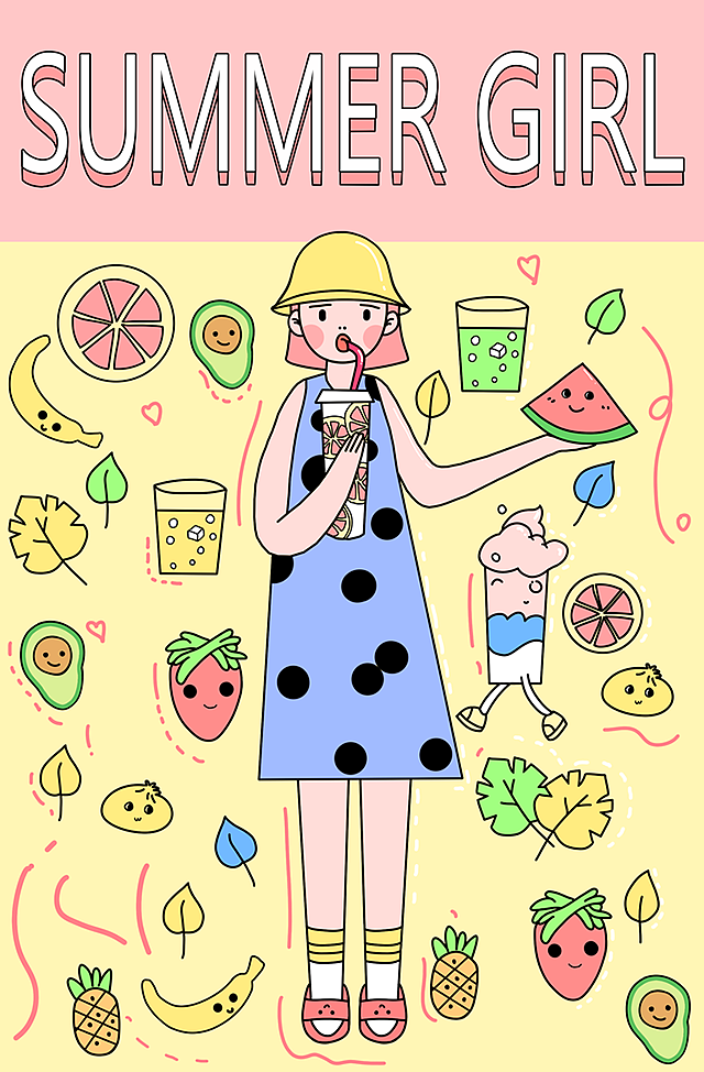 马卡龙色系插画习作