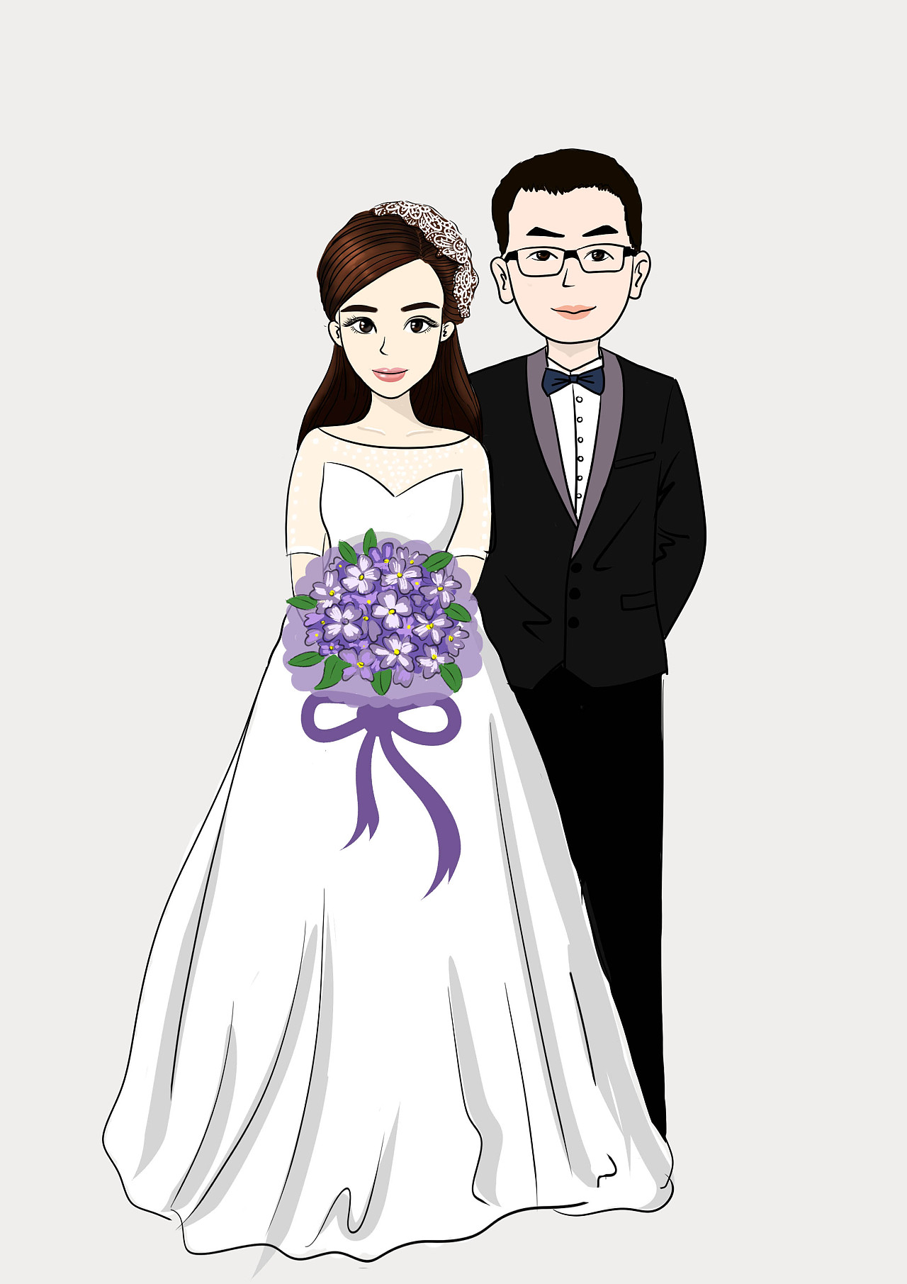 给一对新人画的新婚贺图