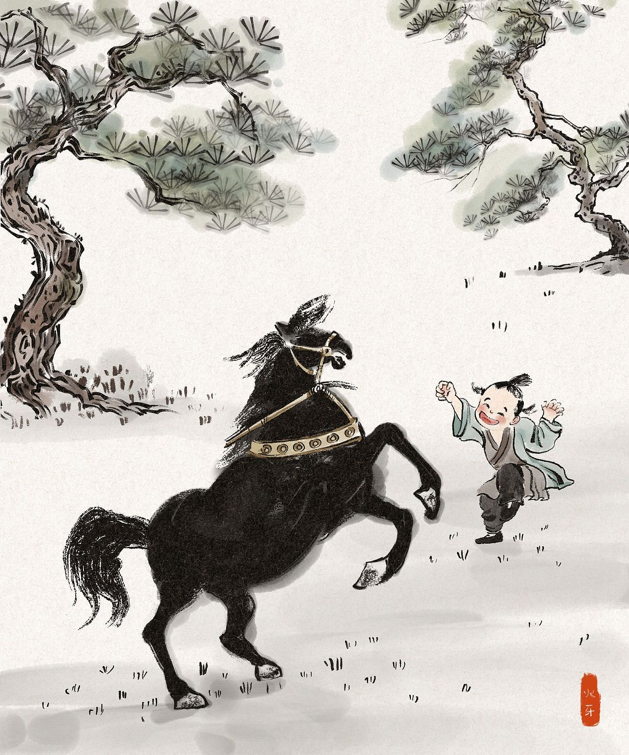 国风原创插画/马系列（图ZMzMyNTYzMTE2） - 绘本 - 站酷设计师熳里里原创素材 - 站酷ZCOOL