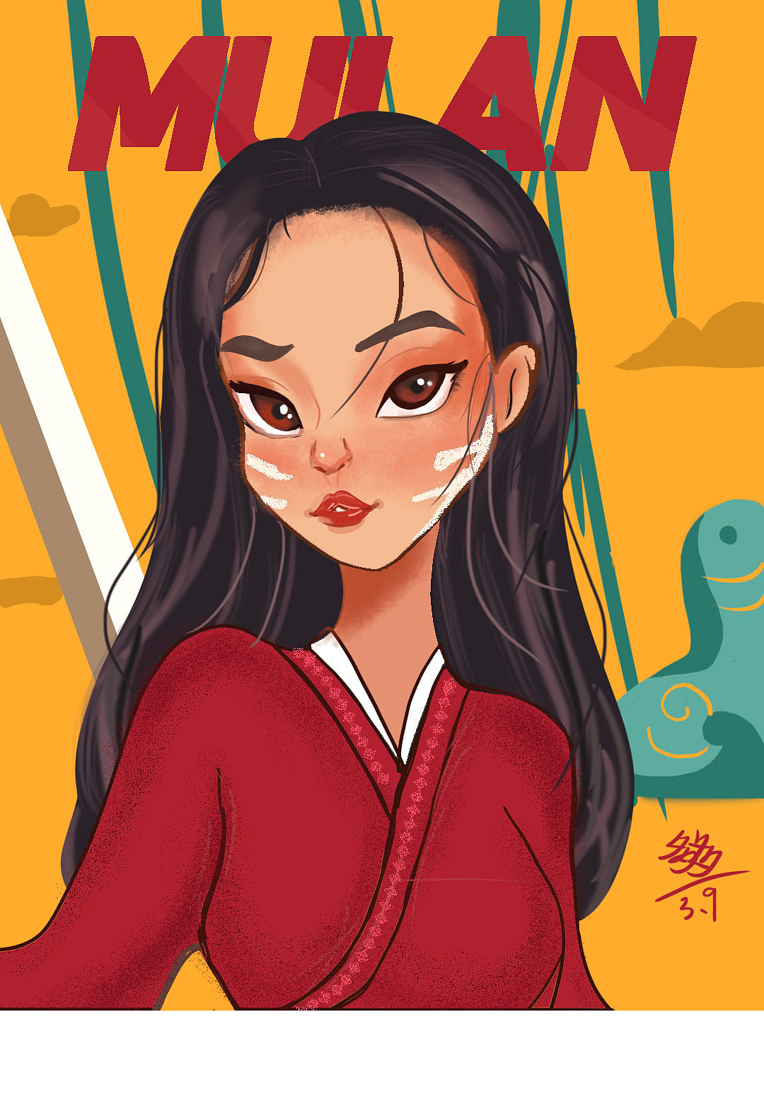 和某人的一个约定:等待春暖花开,疫情退散-去看木兰|插画|创作习作