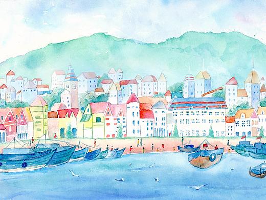 大连风景（水彩）