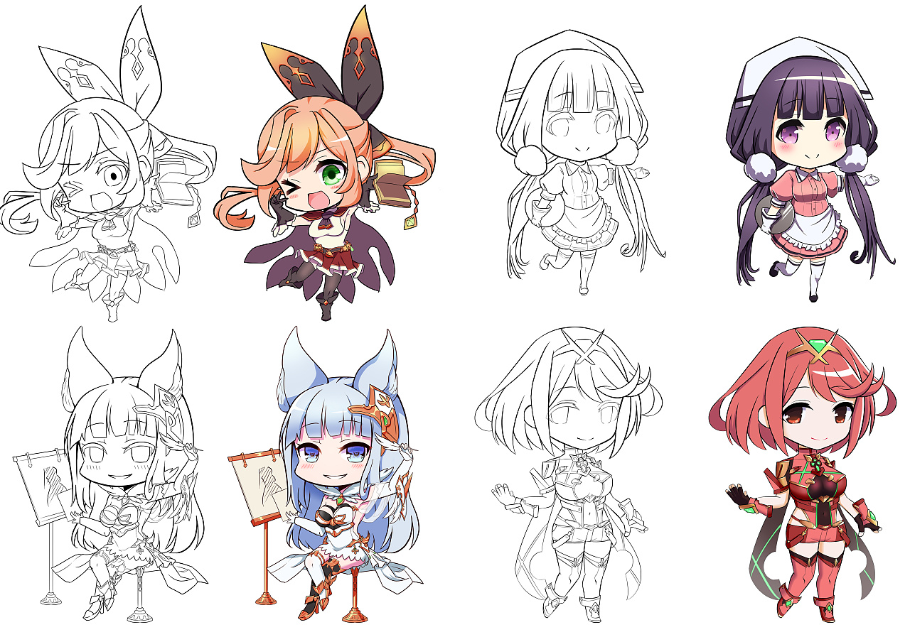 练习,包括q版,人设立绘,插画漫画等形式.