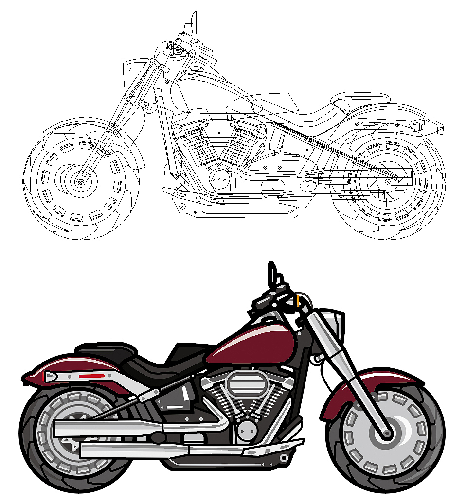 AI绘制摩托车（图ZMjA1MDU3NTQw） - 艺术插画 - 站酷设计师御书房的猫原创素材 - 站酷ZCOOL