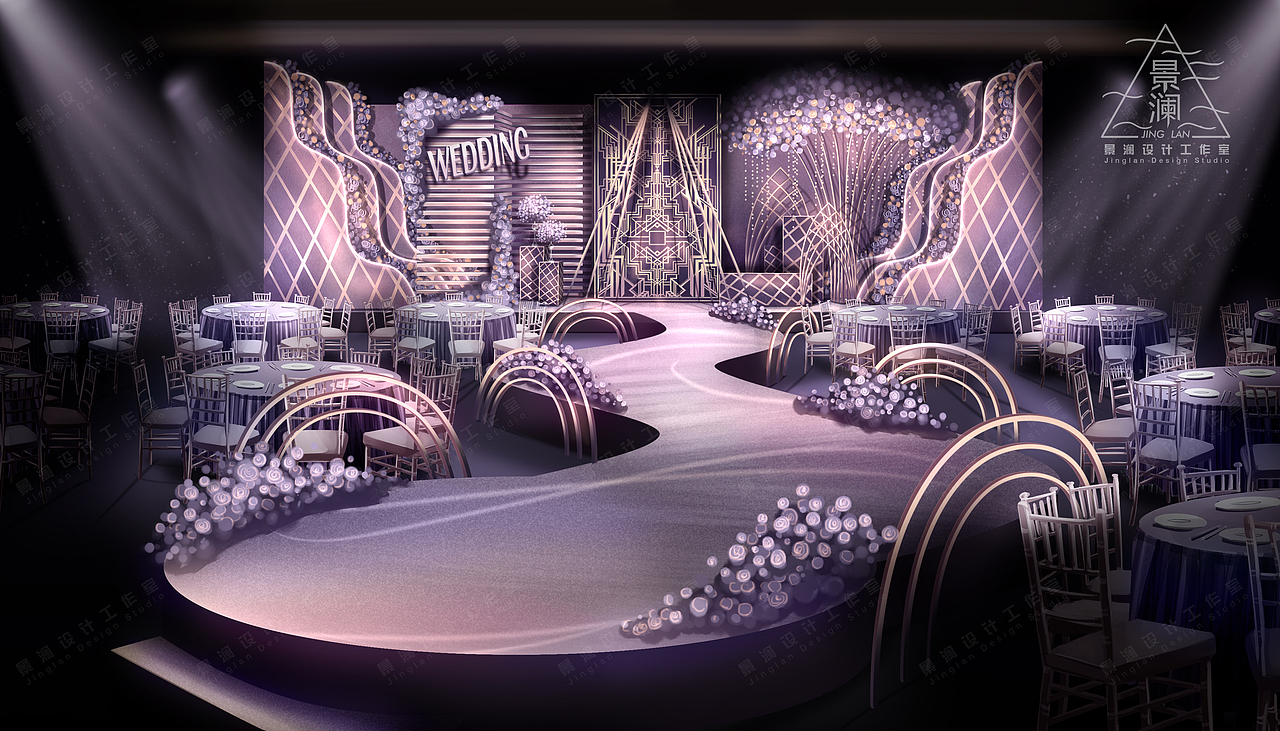 【效果图】盖茨比紫金色系舞台步骤