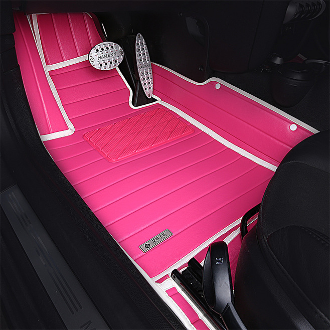 新款女士全包围汽车脚垫女性糖果色玫红可爱汽车内饰品#可爱##女士##新款##