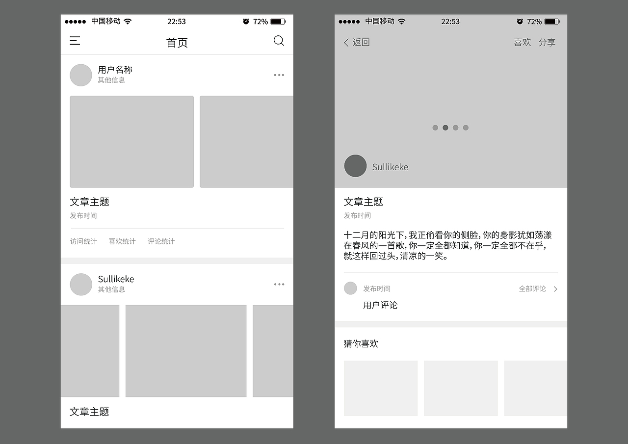 简约app页面（图ZOTkxMzI0NzI=） - APP界面 - 站酷设计师Sullikeke原创素材 - 站酷ZCOOL