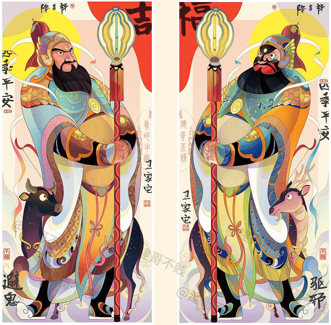 门神（图ZMjMxNzY2NTg0） - 商业插画 - 站酷设计师JJJJ建哥原创素材 - 站酷ZCOOL