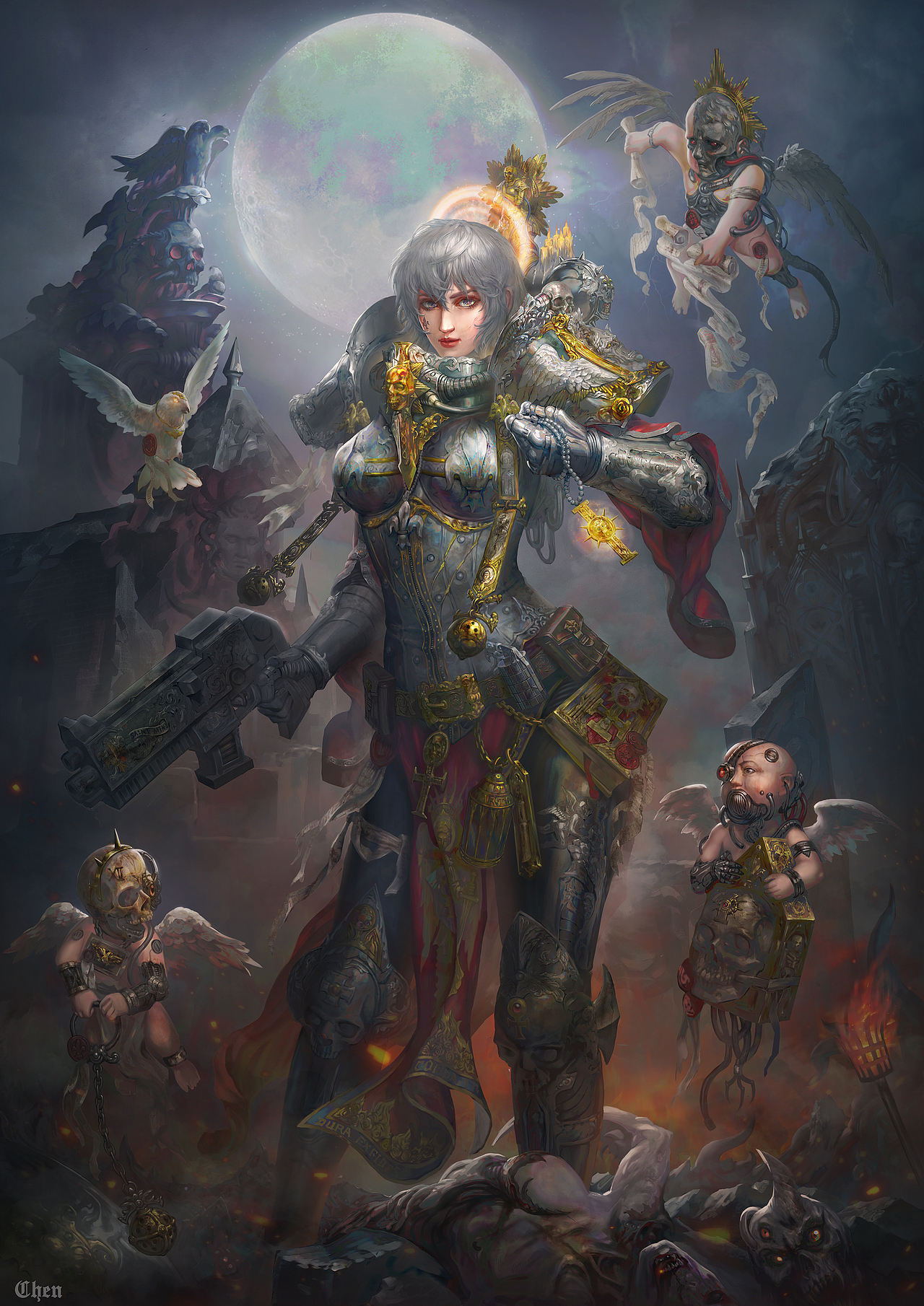 Adepta Sororitas（图ZMjQxMDUwNzE2） - 游戏原画 - 站酷设计师Chenhh92原创素材 - 站酷ZCOOL